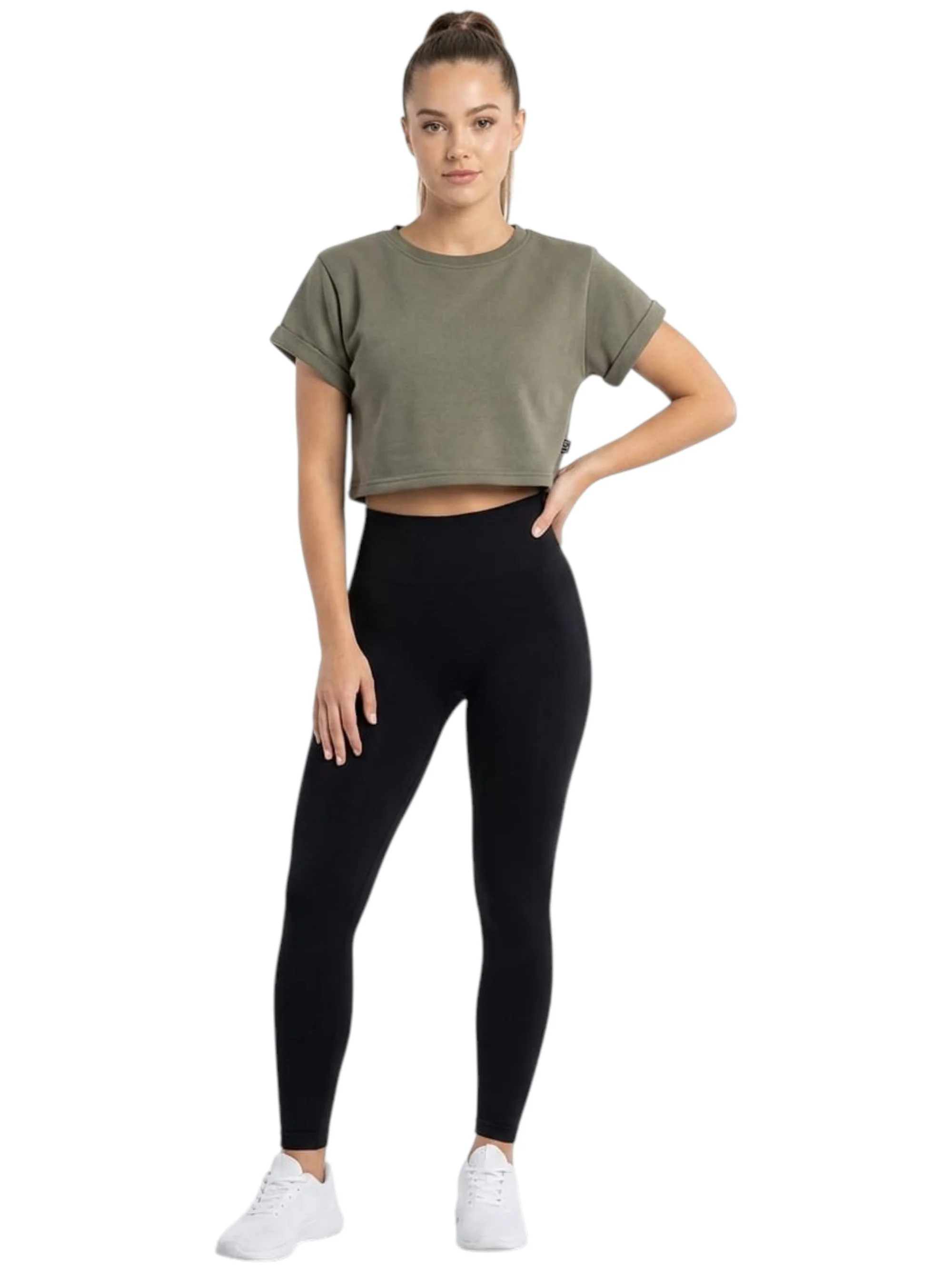 Women's Plain Crop Top,Olive