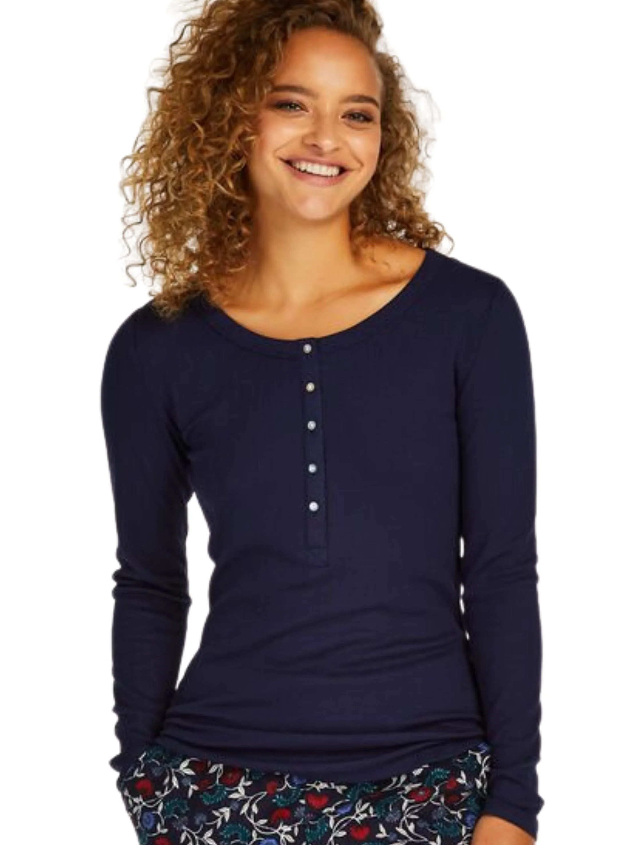 Women's Knitted Sleepwear Top,Navy