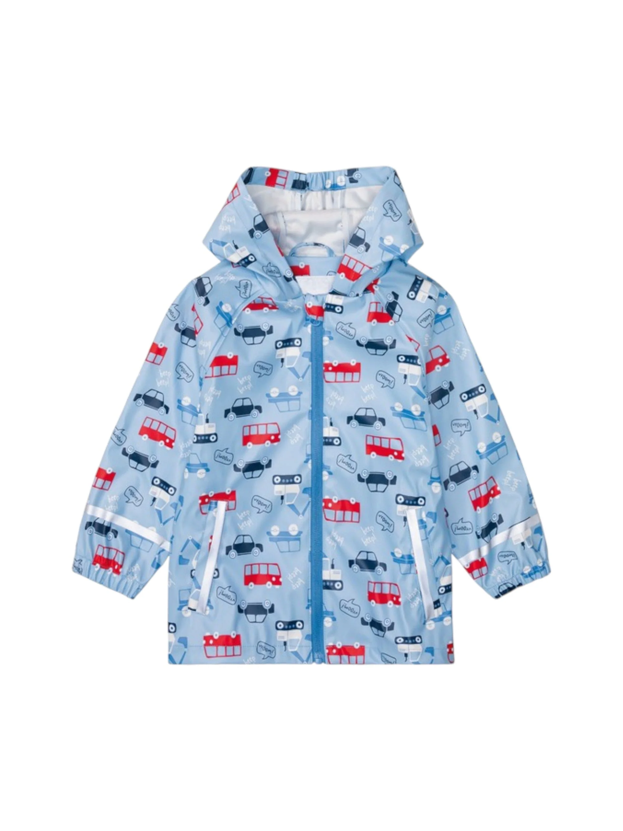 Kids Boy's Printed Waterproof Jacket Two Pockets,Light Blue