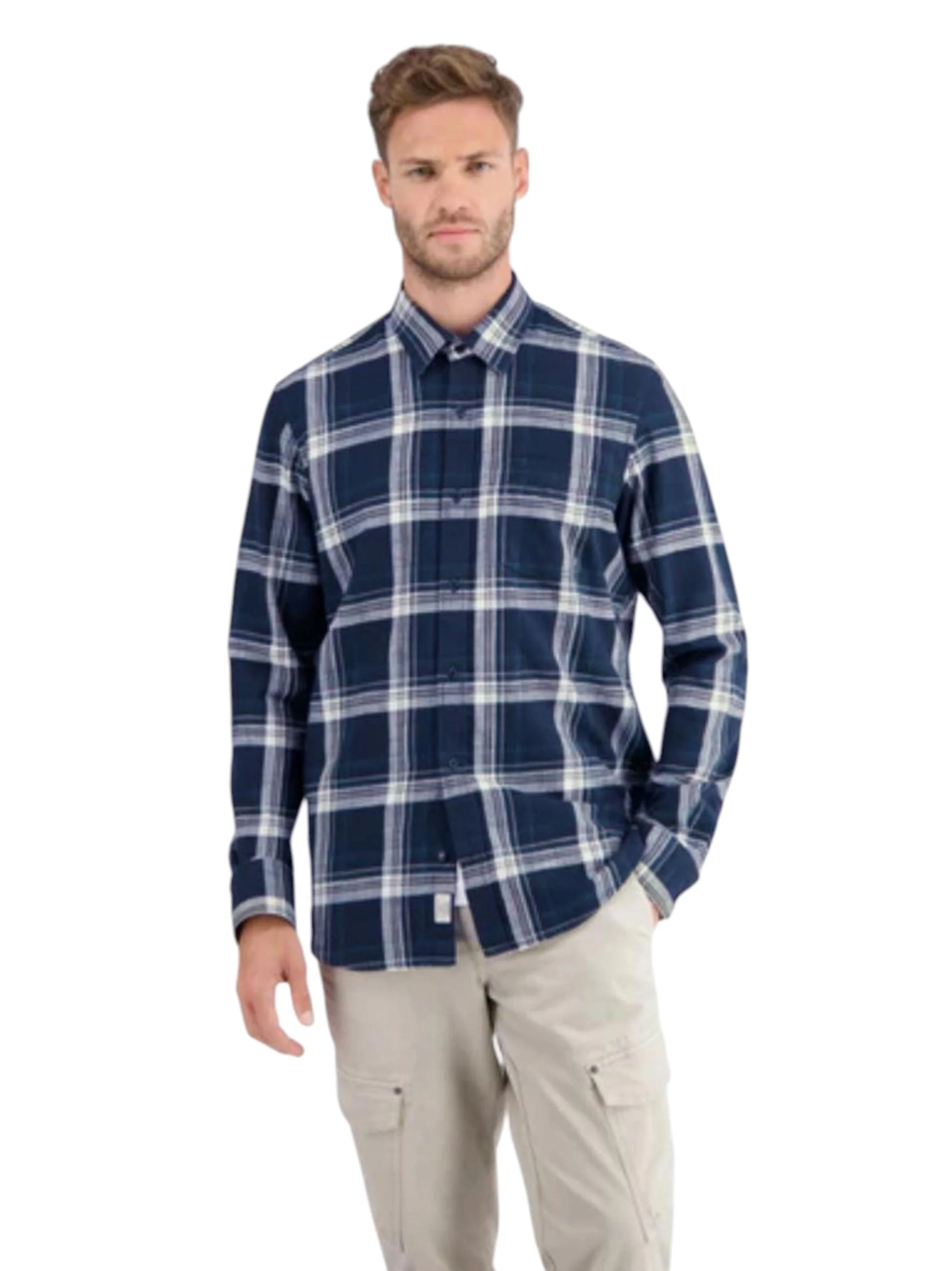 Men's Plaid Dress Shirt,Navy