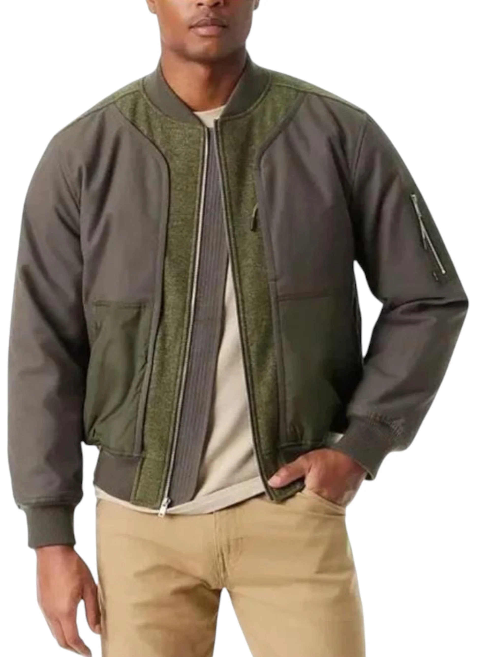 Men's Colorblocked Jacket,Olive