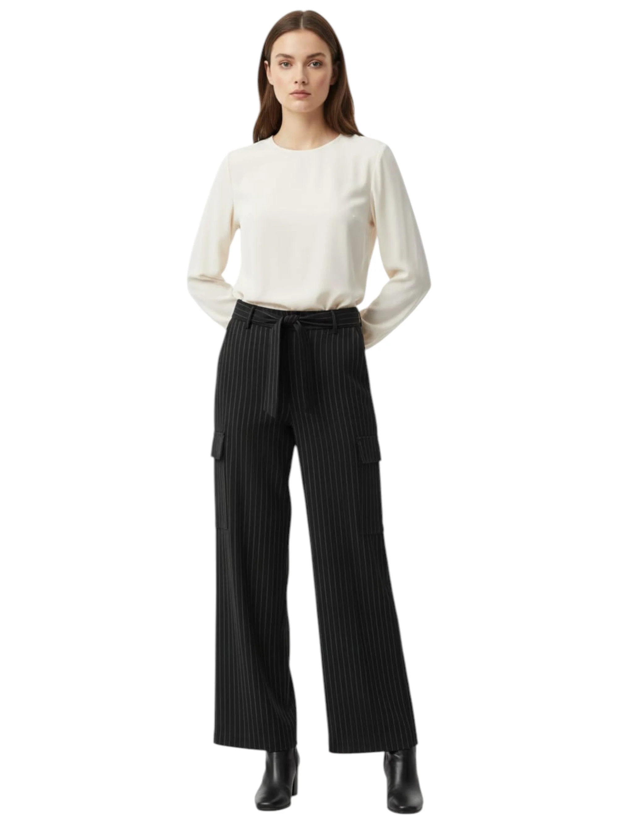 Women's Striped Classic Pant,Black