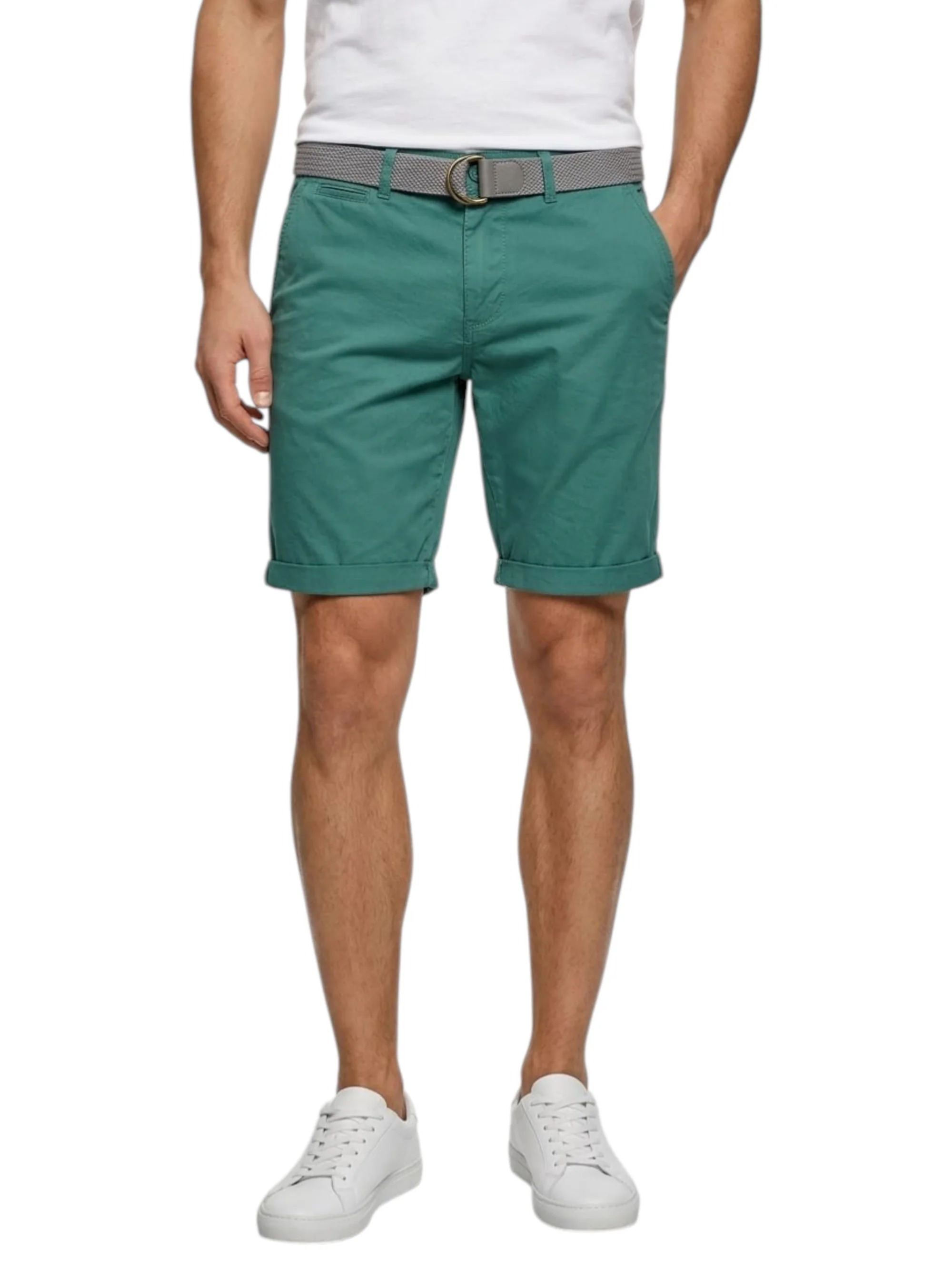 Men's Plain Short&Belt,Turquoise