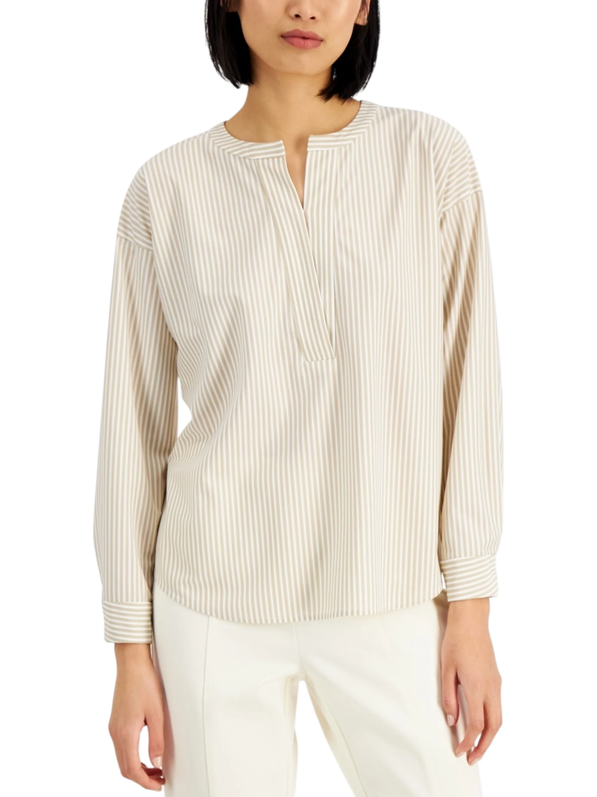 Women's Striped Top,Beige