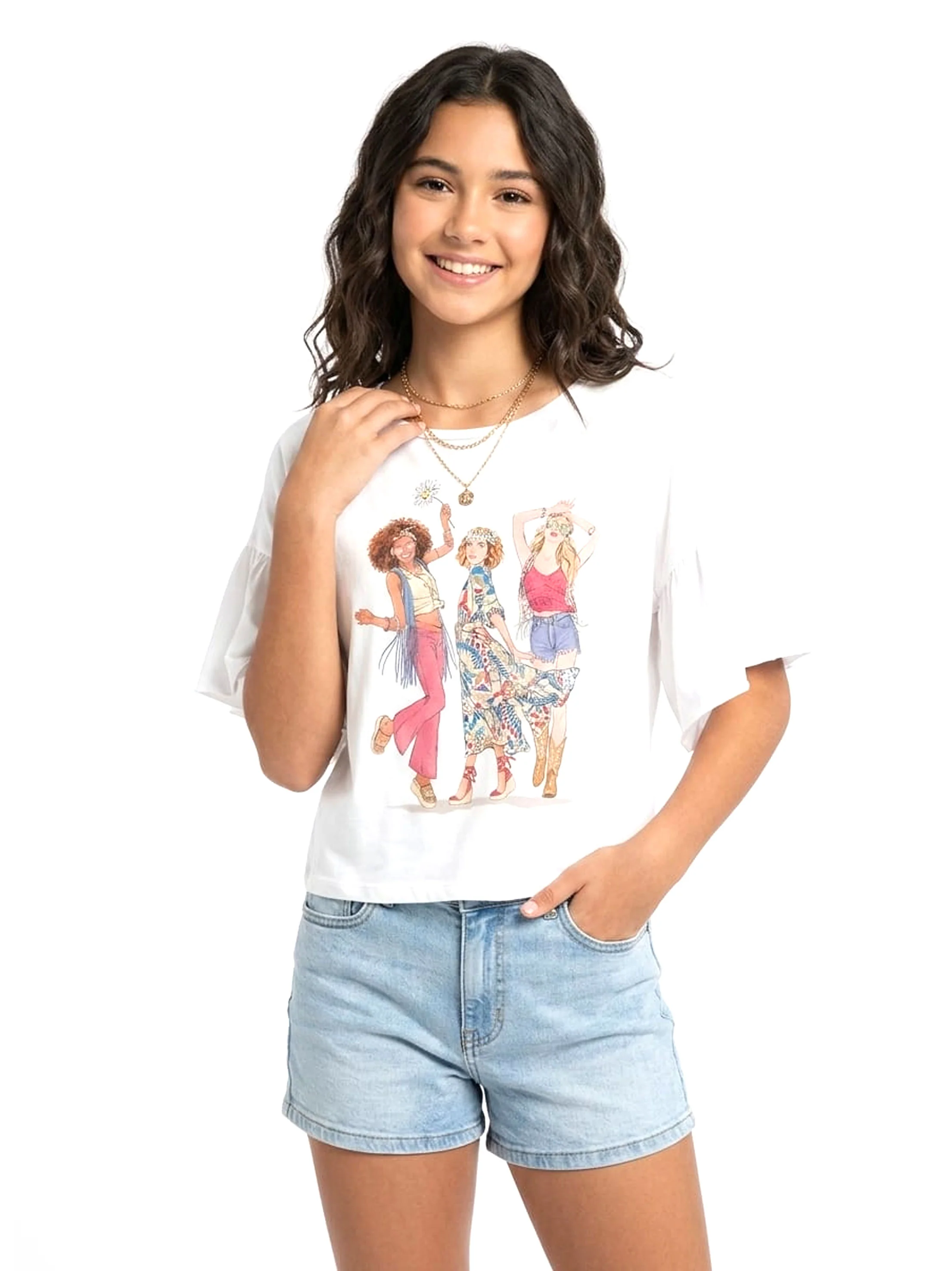 Kids Girl's Printed Top,White
